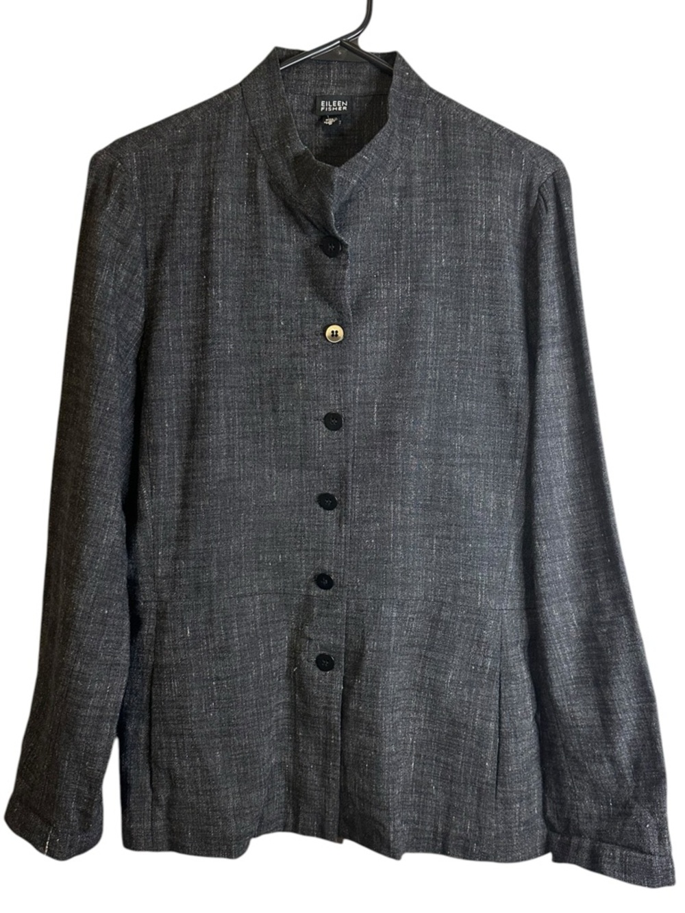 Eileen Fisher J100 Italian Fabric Linen Blend Crosshatch Lagenlook Jacket M
